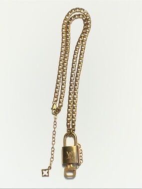 Authentic Louis Vuitton Brass Padlock and Key #308 put on a chain